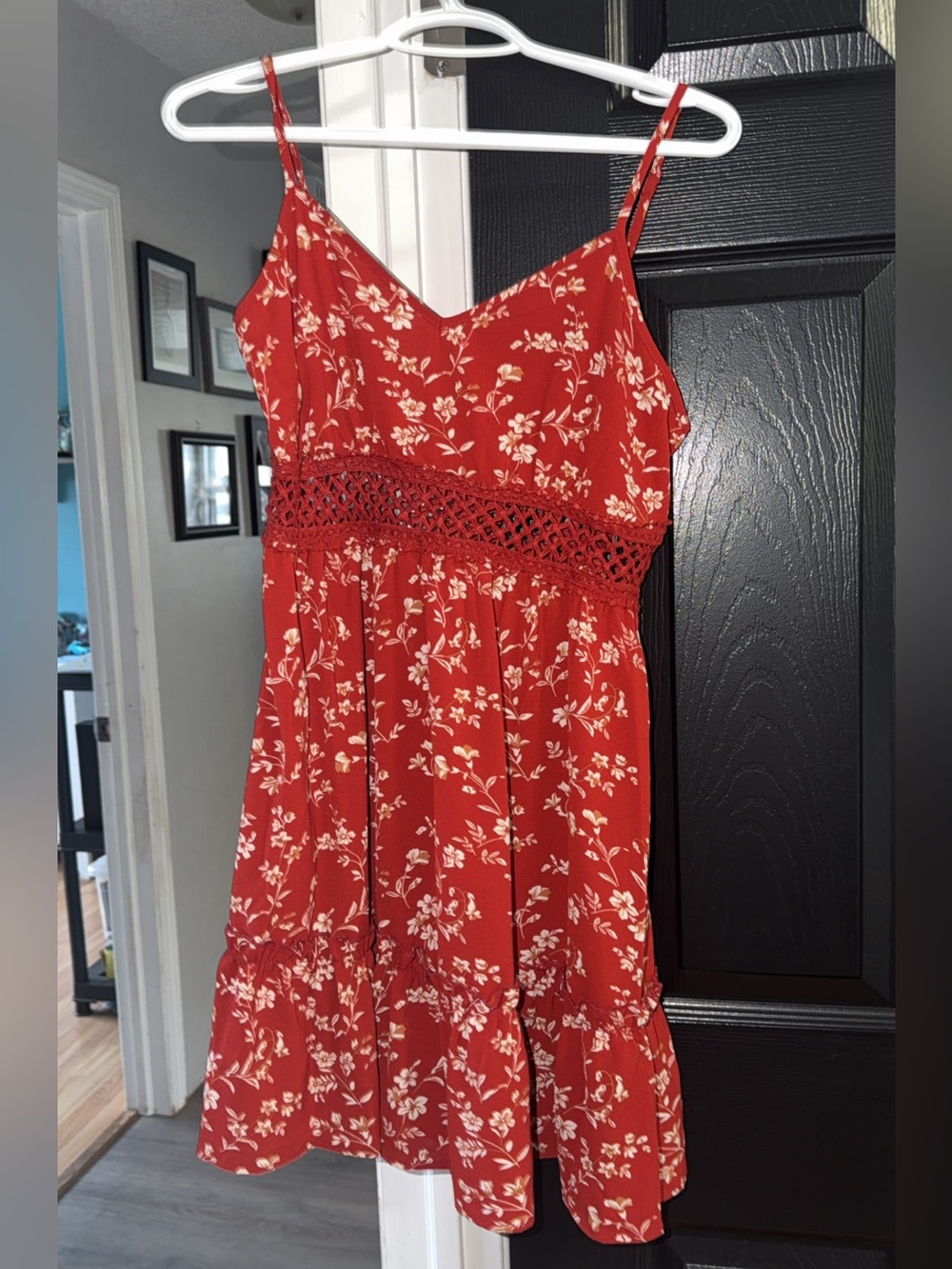 Red Floral Spaghetti-Strap Sundress - Brand Unspecified